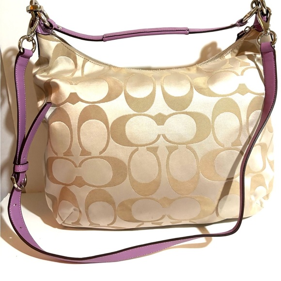 Coach CC signature print Beige and purple Shoulder Bag crossbody handbag - Picture 2 of 10
